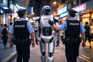 Humanoid Robot Escorted by Police After Startling Pedestrian in Macau