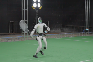 Tennis Playing Humanoid Robot Learns from Imperfect Data and Beats Its Creator
