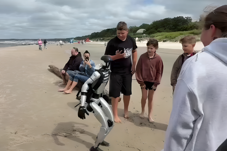 Edward Warchocki, Poland’s Humanoid Robot Influencer, Takes a Day Trip to the Baltic Coast
